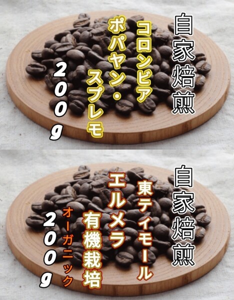 【コロンビア】ポパヤン・スプレモ【東ティモール】エルメラ 各200g(自家焙煎 コーヒー豆 珈琲 コーヒー)