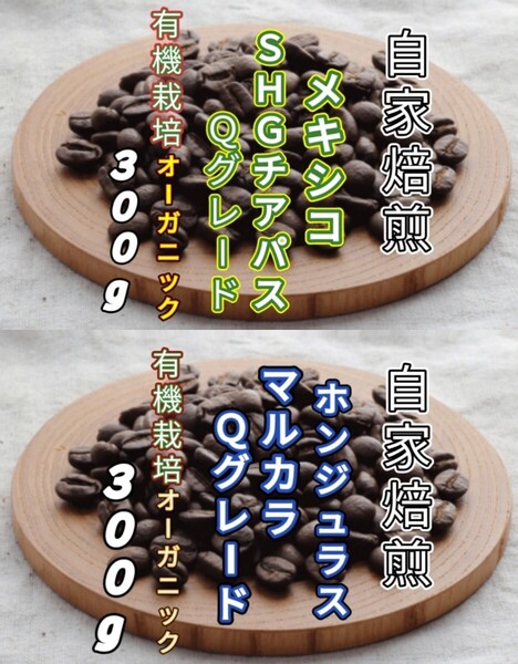 【メキシコ】SHGチアパス【ホンジュラス】SHGマルカラ 自家焙煎豆 各300g(自家焙煎 コーヒー豆 コーヒー )