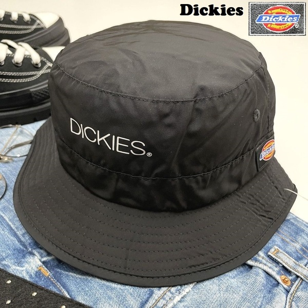 Dickies ブラック バケットハット 帽子 ホワイトロゴ スポーツ ゴルフ バイク ミリタリー キャンプ アウトドア オートバイ ディッキーズ