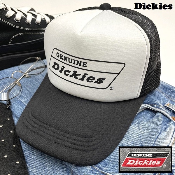 Dickies ホワイト×ブラック メッシュキャップ スポーツ ゴルフ バイク トラック キャンプ アウトドア オートバイ 野球 帽子 ディッキーズ