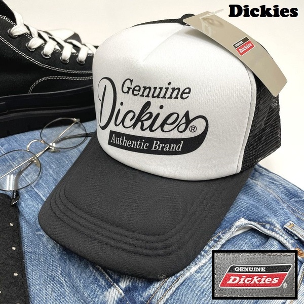 Dickies ホワイト×ブラック メッシュキャップ スポーツ ゴルフ バイク トラック キャンプ アウトドア タグ付き 旅行野球帽子 ディッキーズ