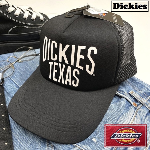 Dickies ブラック メッシュキャップ スポーツ ゴルフ バイク トラック キャンプ アウトドア タグ付き ホワイトロゴ 野球帽子 ディッキーズ