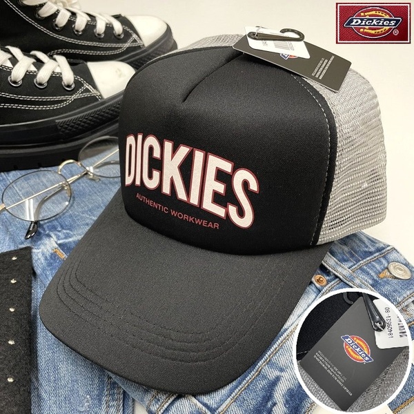 Dickies ブラック×グレー メッシュキャップ タグ付き スポーツゴルフバイクミリタリートラックキャンプ アウトドア 野球帽子 ディッキーズ