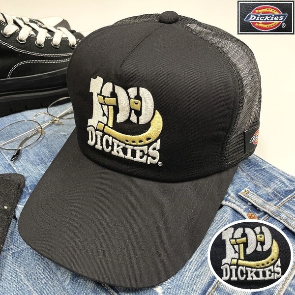 Dickies ブラック メッシュキャップ 100th刺繍 スポーツ ゴルフ アウトドアキャンプ バイク オートバイ トラック野球帽子旅行 ディッキーズ