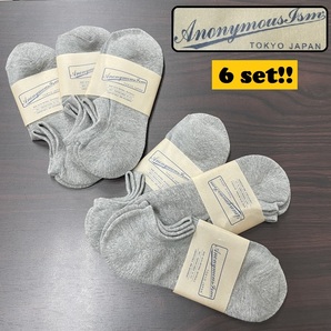 6足まとめ売り /約26cm/ ANONYMOUSISM グレー靴下 ソックス 日本製 生地コットン混 スポーツ ゴルフ アウトドア キャンプ アノニマスイズム