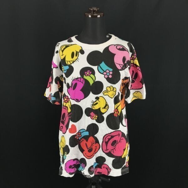東京ディズニーリゾート★総ミニー柄/半袖Tシャツ【レディースS(ゆったり/白系/ホワイト系】ディズニーランド公式◆BG640