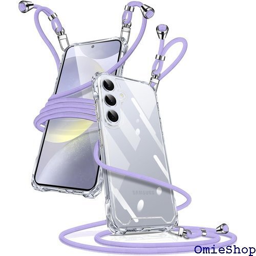 Galaxy S24 5G ケース クリア ギャラクシ 長さ調整可能 取り外し可能 落下防止 紛失防止 パープル 1686