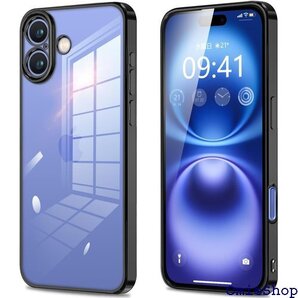 iPhone16 用 ケース クリア 保護 いphon 16 カバー 衝撃吸収 ストラップホール付き ブラック 2118