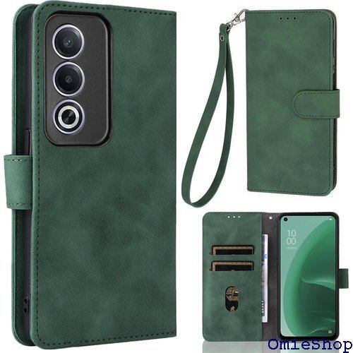 OPPO A3 5G ケース 手帳型 ストラップ 一本 ース つや消し 落ち着いた色 ダークグリーン エメラルド 2451