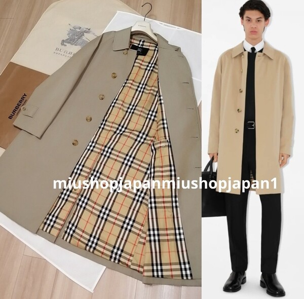 本物上質●バーバリーロンドン ステンカラーコート バーバリー ノバチェック BURBERRY LONDON M カーキ トレンチコート