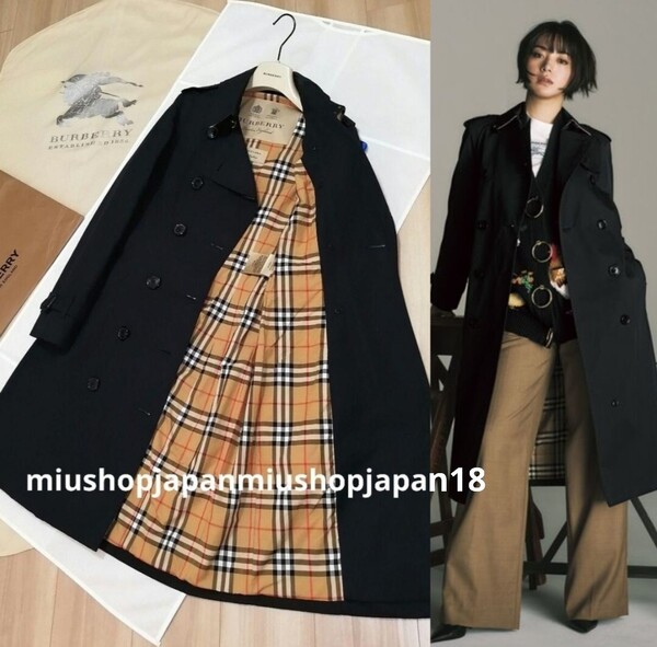本物上質●バーバリー ヘリテージ 素敵め● BURBERRY ノバチェック トレンチコート S ベルト付き 正規品 現行品 ネイビー
