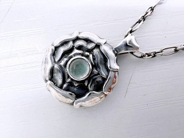 美品 Georg Jensen ジョージジェンセン 925 シルバー ロッククリスタル バースペンダント 4月 ネックレス