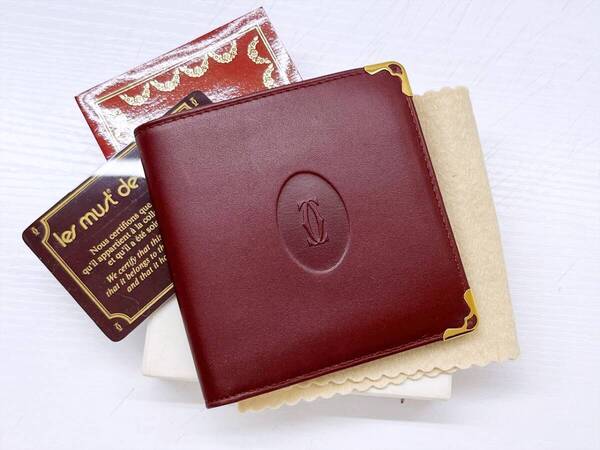 美品 Cartier カルティエ マスト 二つ折り財布 ミニ財布 コンパクトウォレット 73184192