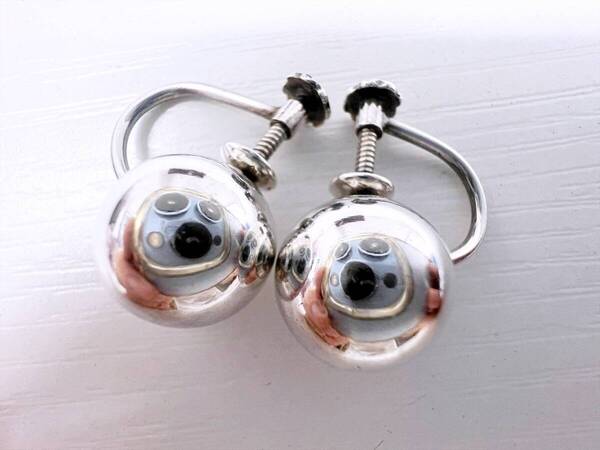 美品 Georg Jensen ジョージジェンセン 141A ボール イヤリング シルバー SV925