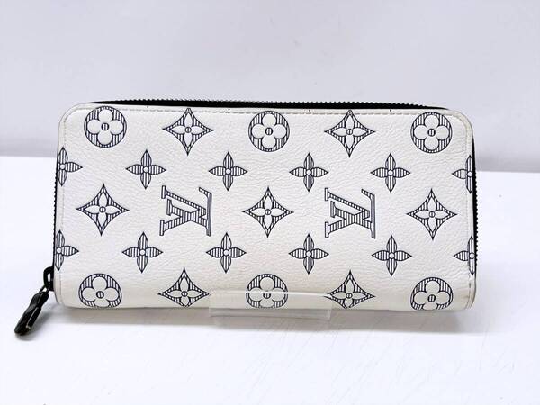 美品 Louis Vuitton ルイヴィトン モノグラムシャドウ ジッピーウォレット ヴェルティカル ホワイト 長財布 M83381 RFID