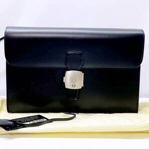 美品 Dunhill ダンヒル ロゴ スムースレザー セカンドバッグ 黒 LW900A