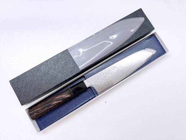 未使用保管 堺孝行 銀河 ダマスカス 三徳 包丁 ZA18 180mm 69層ダマスカス ウェンジ水牛八角柄