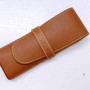 未使用 モンブラン ロゴ ペンケース 2本差し ブラウン レザー 3119579