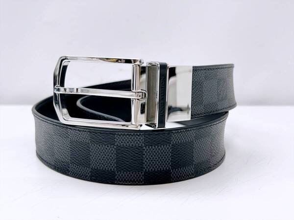 Louis Vuitton ルイヴィトン ダミエグラフィット サンチュールスレンダー リバーシブルベルト 85 M8203 一か所穴増設