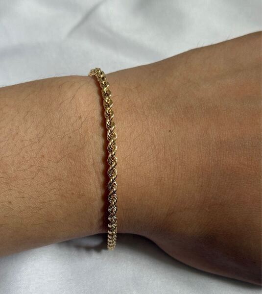【国内最安値】10K YG Rope Bracelet 3 ロープブレスレット ロープチェーン ブレスレット 喜平 14K 18K ヒップホップ avalanche jewelry