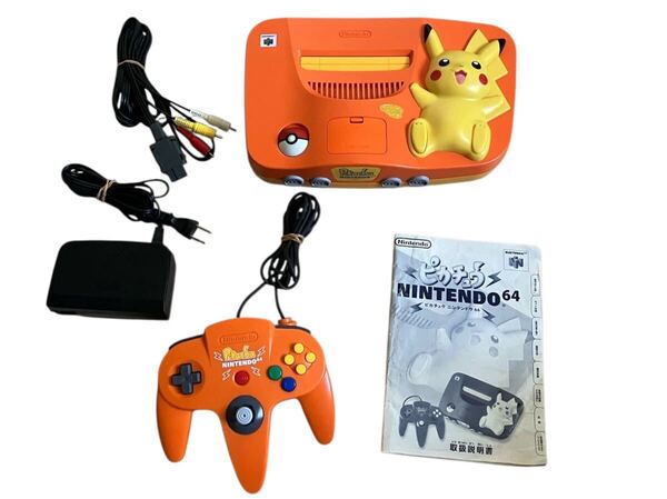 【動作確認済】 Nintendo 任天堂 ニンテンドー64 ピカチュウ NUS-101 オレンジ&イエロー ゲーム機 本体 コントローラー
