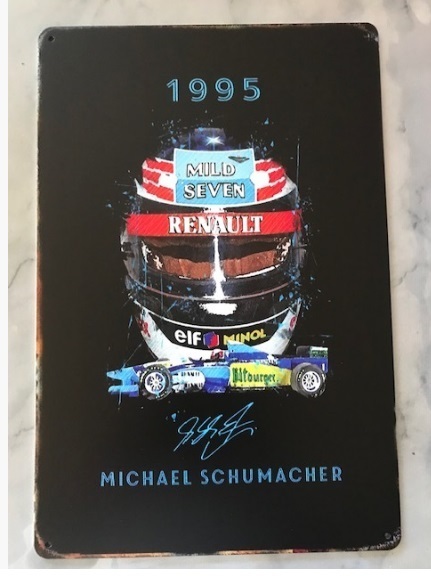 1995年 ミハエル・シューマッハ マイルドセブン ルノー elf F1 ブリキのアート看板 お部屋に・ガレージに! 送料サービス