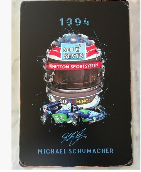 1994年 ミハエル・シューマッハ マイルドセブン ベネトン F1 ブリキのアート看板 お部屋に・ガレージに! 送料サービス