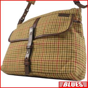 即決★Lagasha Johnstons 別注★レザーコンビショルダーバッグ ラガシャ ジョンストンズ メンズ コラボ チェック 本革 斜め掛け