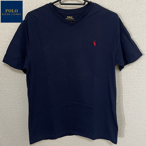 送料無料 Polo Ralph Lauren ラルフローレン カットソー 半袖 Tシャツ ネイビー 170 アメカジ ワーク ミリタリー ヴィンテージ 古着
