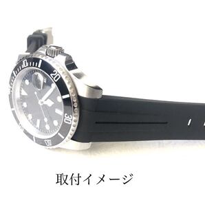 腕時計 社外品 ラバーベルト 20mm カーブエンド ブラック 黒 【対応】ロレックス サブマリーナ/GMTマスター/デイトナ等 Rolex 互換