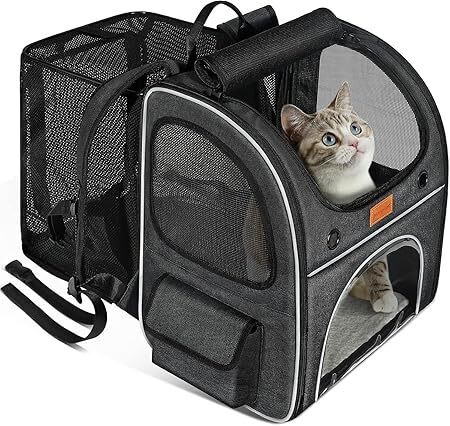 猫 キャリー バッグ Morpilot 四面拡張可能 2WAY リュック ペットハウス キャリー 中・大型猫用・小型犬・うさぎ用 シートベルト固定可能