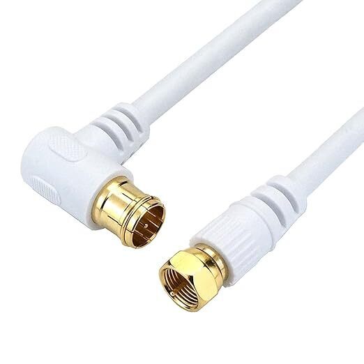 アンテナケーブル S-4C-FB同軸 3m 【4K8K放送(3224MHz)/BS/CS/地デジ/CATV 対応】 HSマーク登録 ホワイト L字差込式/ネジ式コネクタ