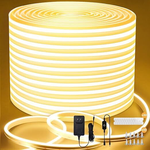 Lamomo LEDテープライト20M 防水 高輝度 テープライト LED 調光可能 折り曲げ自在 切断可能 24V 電球色 チューブ 間接照明 室内/屋外