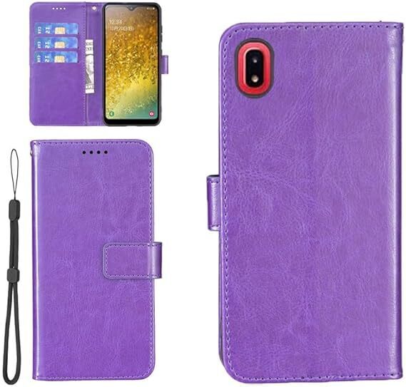【KSK】Samsung Galaxy A20 / A21 SC-02M SCV46 SC-42A SCV49(5.8インチ)対応 手帳型 ケース スマホケース(パープル)