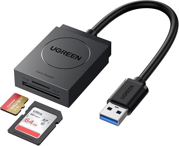 UGREEN カードリーダー USB 3.0 高速 SD TF カードリーダライタ 2スロットカード同時読み書き可能
