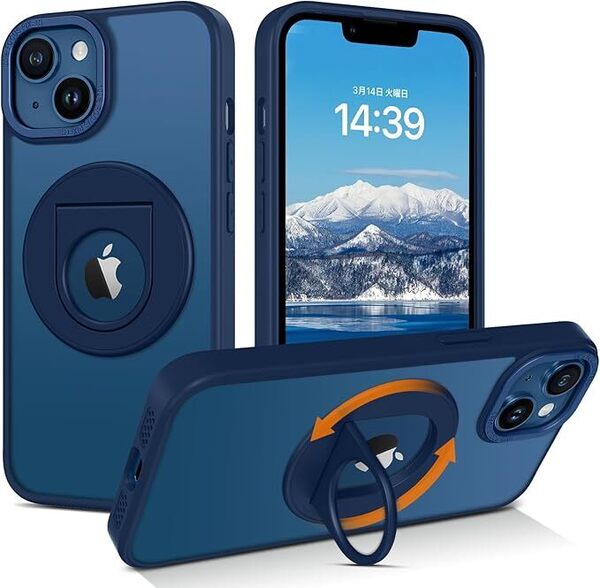 iPhone14 ケース iPhone 13 ケース MagSafe対応 マグネット搭載 隠しスタンド リング付き 携帯ケース ワイアレス充電対応 米軍規格 耐衝撃