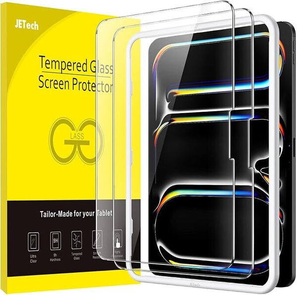 JETech iPad Pro用 13インチ M4 (2024) 液晶保護フィルム ガイド枠付き 強化ガラスフィルム HDクリア 2枚セット