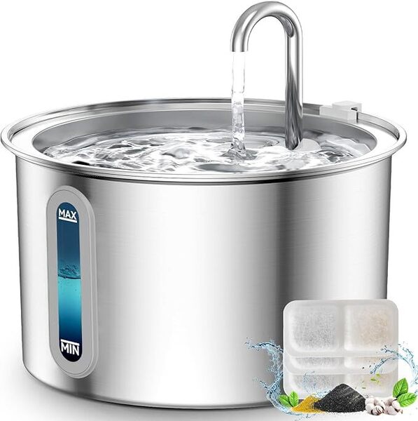 Oneisall ペット用自動給水器 循環式猫水飲み器 静音ポンプ搭載 大容量2L 交換可能フィルター3個付き (PWF-001)