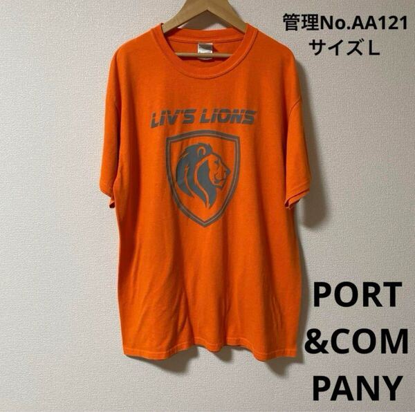 ★送料無料★ 即決 メンズ USA古着 両面プリントオレンジ Tシャツ PORT&COMPANY サイズL