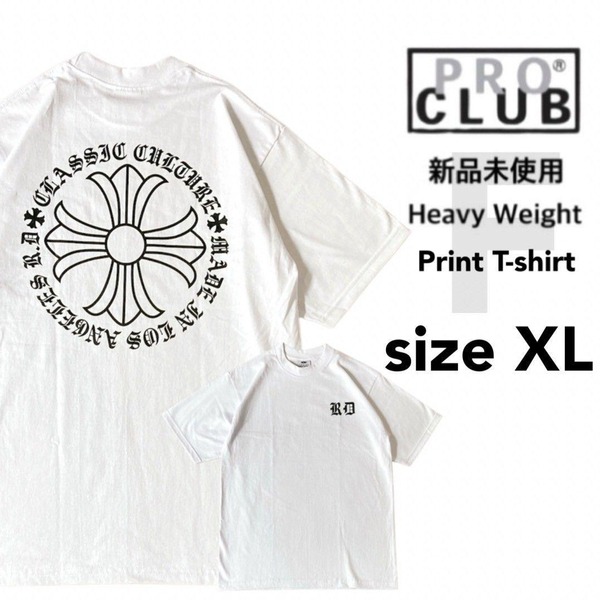 新品未使用 プロクラブ ヘビーウエイト プリント 半袖 Tシャツ 白 XL F柄