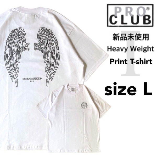 新品未使用 プロクラブ ヘビーウエイト プリント 半袖 Tシャツ 白 L I柄