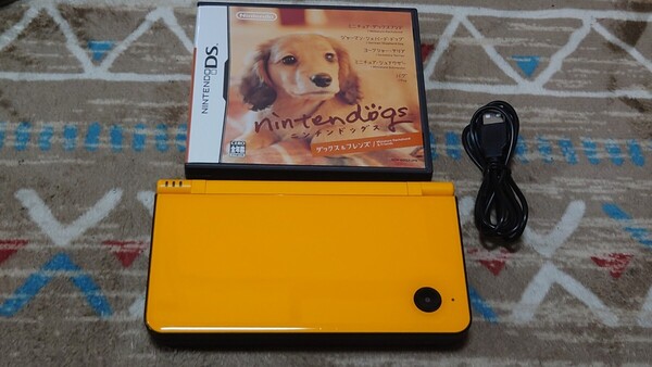 DSi LL 本体 イエロー USB充電器 タッチペン ニンテンドッグス