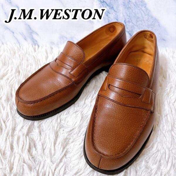 送料無料 J.M.WESTON 180 シグニチャー ローファー コインローファー 6D ブラウン 茶色 レザー 本革 メンズ 25cm 相当