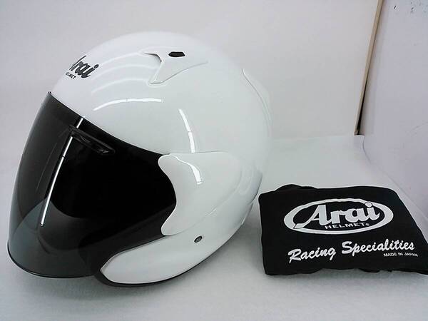 【送料無料】程度上 Arai アライ MZ-F GLASS WHITE グラスホワイト Mサイズ スモークシールド付き ジェットヘルメット