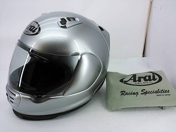 【送料無料】使用極わずか 美品 Arai アライ Rapide-IR ラパイドIR アルミナシルバー Mサイズ フルフェイスヘルメット