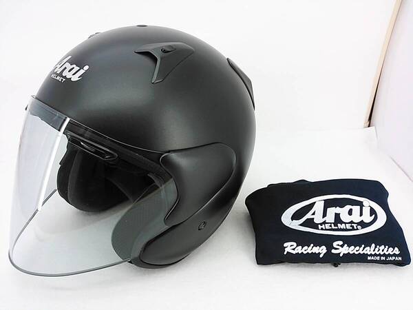 【送料無料】使用極わずか 程度上 2023年製 Arai アライ SZ-G SZG FLAT BLACK フラットブラック Lサイズ ジェットヘルメット