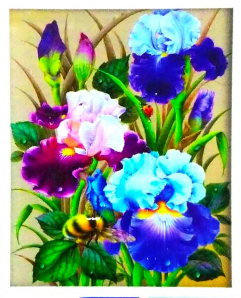 ダイヤモンドアート キット【DiamondMosaic】Bright irises アイリス 30 х 40 cm 未使用