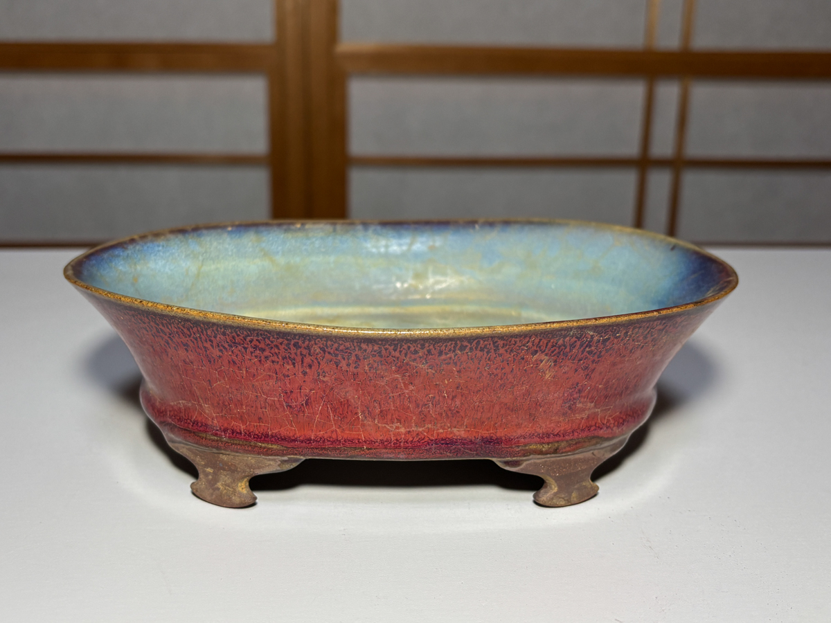 中国骨董　水盤 文房具【超大水盤、青磁洗】旧家蔵陶磁器名品　希少貴重コレクション 貴重な陶器の水盤 中国骨董 水盤 文房具【超大水盤、青磁洗
