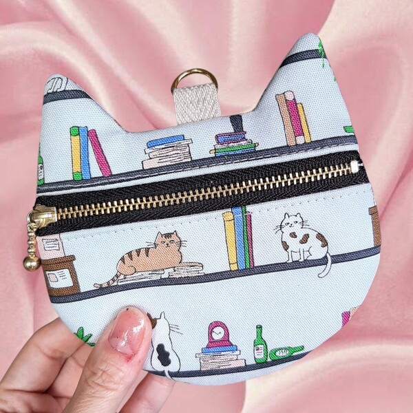 kirari 猫耳ポーチ ネコ柄 カード入れ 小銭入れ コインケース ハンドメイド 小物入れ ミニポーチ ポーチ ハンドメイド ねこ