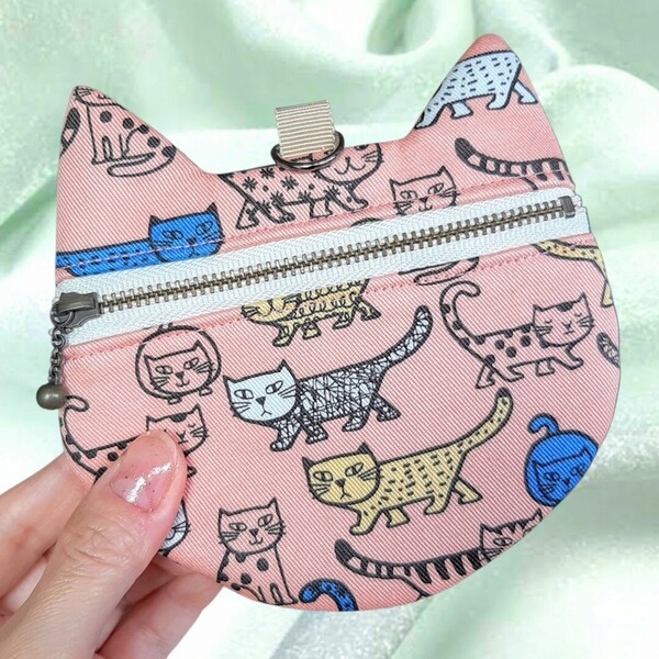 kirari 猫耳ポーチ ネコ柄 カード入れ 小銭入れ コインケース ハンドメイド 小物入れ ミニポーチ ポーチ